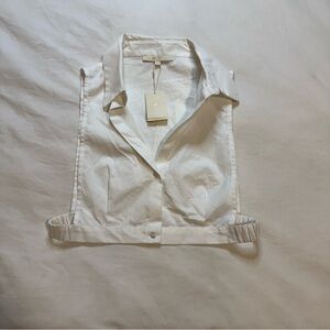 Maje White Sleeveless Collared Top